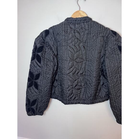 Free people Quinn Black Floral Embroidered Quilted Jacket S NWT $198 - Picture 14 of 16